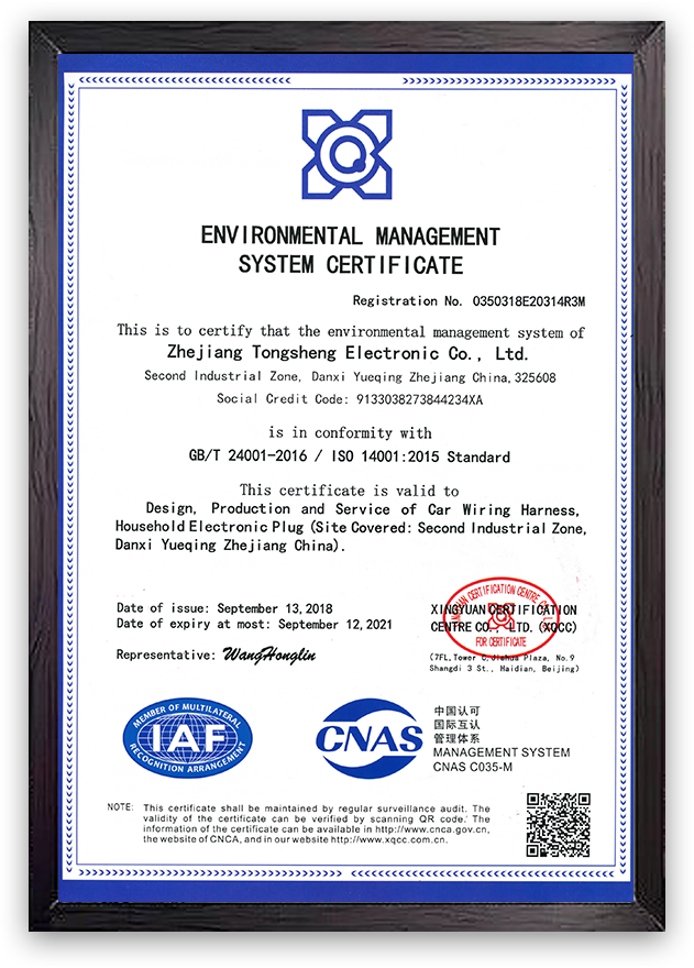 ISO14001 Environmental Management System Certification 2018-2021